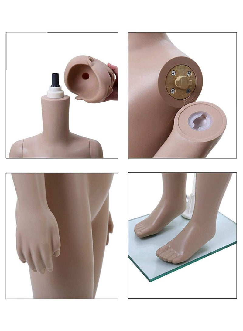 أورتوك 1 قطعة مانيكان أطفال مانيكان أنثى كامل الجسم، مانيكان طفل واقعي 110 سم مع رأس ويدين قابلة للفصل والتدوير، مانيكان بلاستيكي متين من البلاستيك للإناث قاعدة معدنية لحامل عرض ملابس الأطفال - Image 4