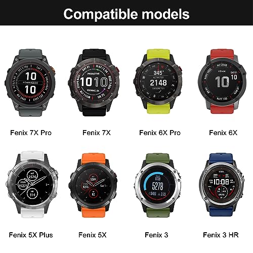 MYSNBKN Compatible with Fenix 7X Band,26mm Easy-fit Silicone Watch Strap Wristbands Replacement for Garmin Fenix 5X/Fenix 5X Plus/Fenix 6X/Fenix 6X Pro/Fenix 7X Pro/Fenix 3/Fenix 3 HR - Image 4