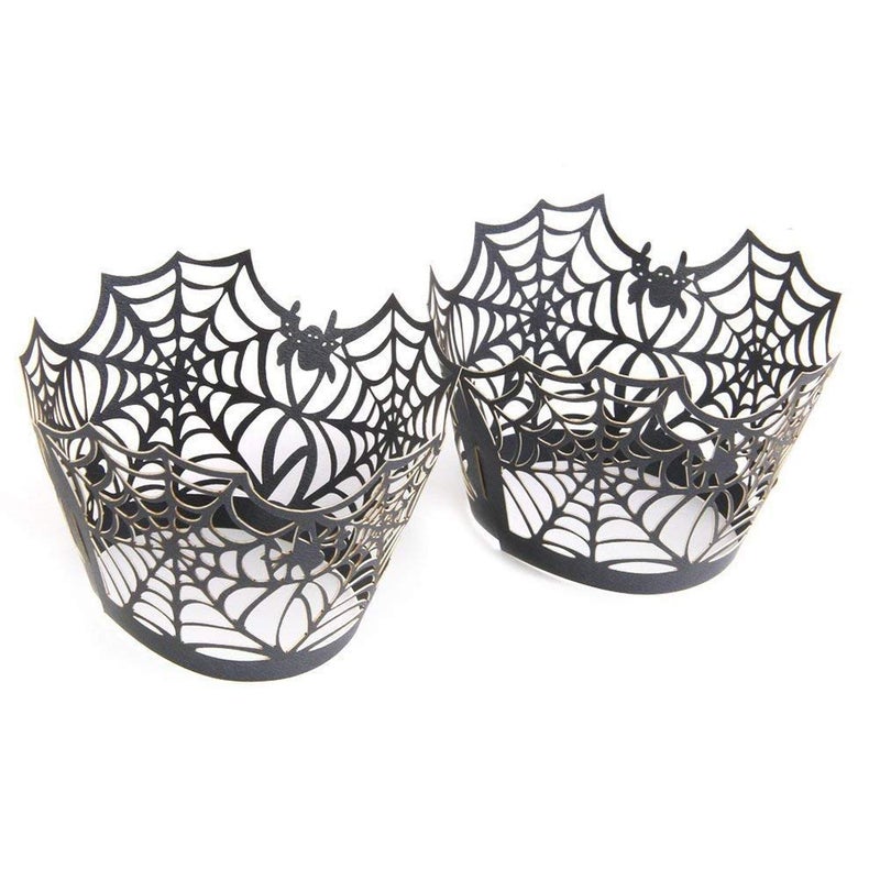 Binaryabc Halloween Cupcake Wrappers Spider Web Cupcake Wrapper Halloween Party Decorations Supplies 36Pcs - Image 4