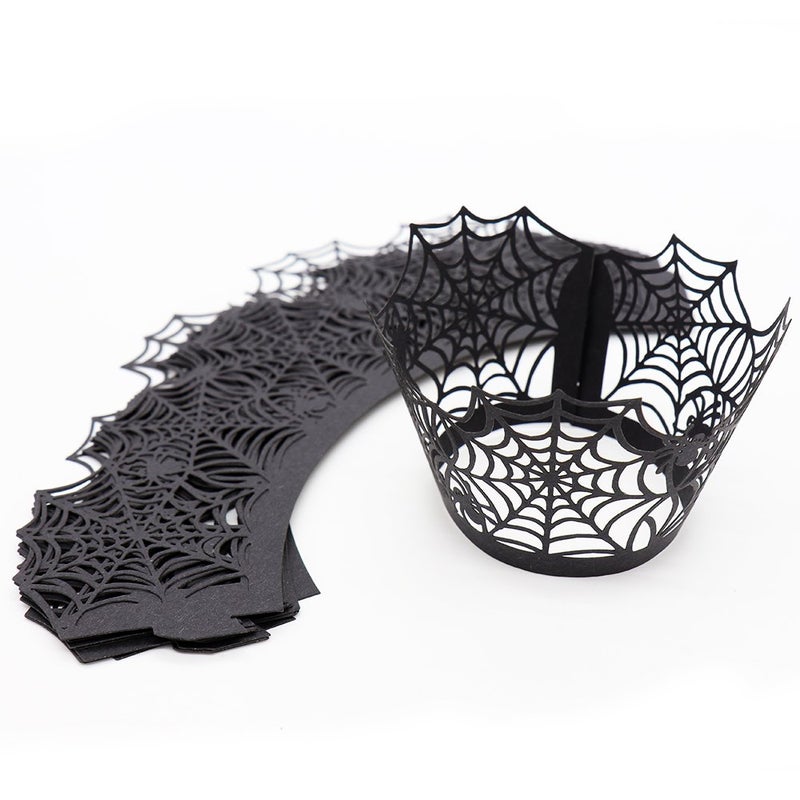 Binaryabc Halloween Cupcake Wrappers Spider Web Cupcake Wrapper Halloween Party Decorations Supplies 36Pcs - Image 3