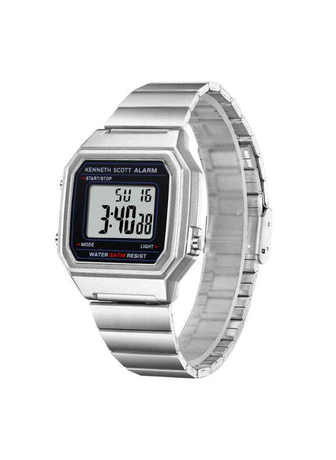 KENNETH SCOTT Women's  Digital Display Watch With Silver Stainless Steel Strap - K25705-SBSB