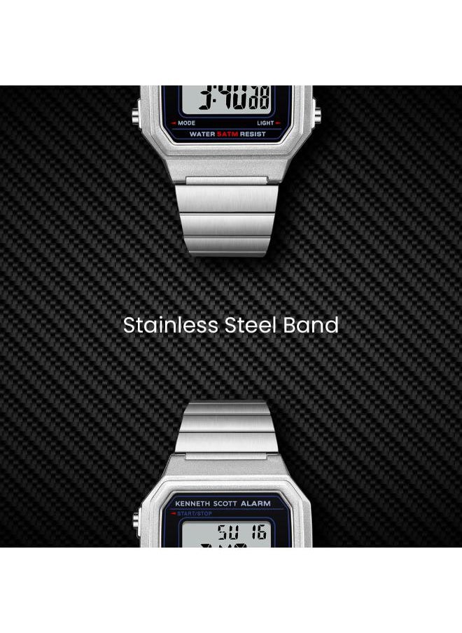 KENNETH SCOTT Women's  Digital Display Watch With Silver Stainless Steel Strap - K25705-SBSB  - Image 5