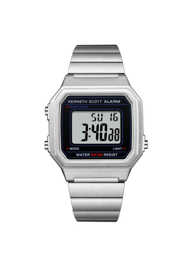 KENNETH SCOTT Women's  Digital Display Watch With Silver Stainless Steel Strap - K25705-SBSB