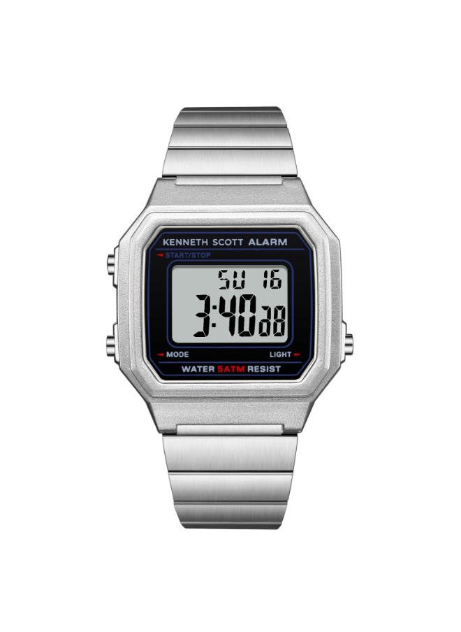KENNETH SCOTT Women's  Digital Display Watch With Silver Stainless Steel Strap - K25705-SBSB  - Image 1
