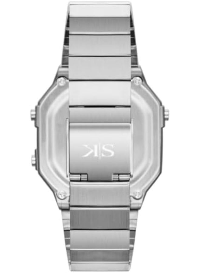 كينيث سكوت ساعة كينيث سكوت نسائية، مينا رقمي وسوار ستانلس ستيل، فضي - Image 3