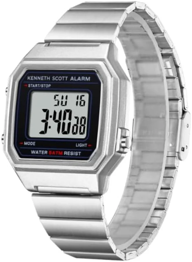 KENNETH SCOTT Kenneth Scott Ladies's Watch, Digital Display and Stainless Steel Strap - K25705-SBSB, Silver