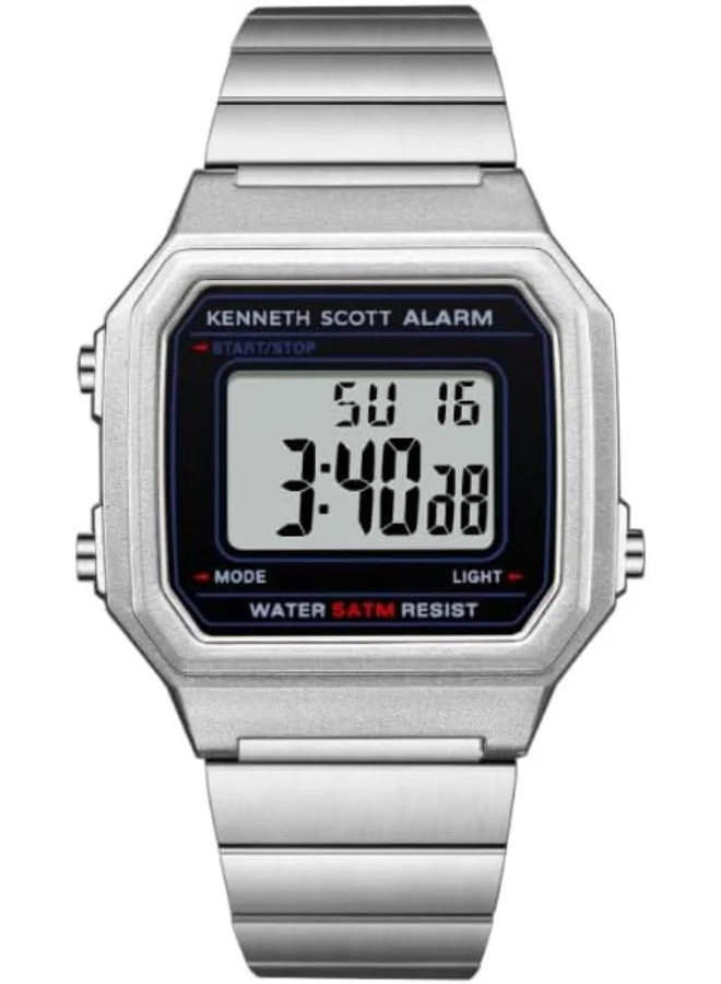 KENNETH SCOTT Kenneth Scott Ladies's Watch, Digital Display and Stainless Steel Strap - K25705-SBSB, Silver