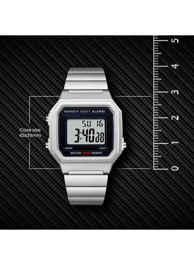 كينيث سكوت ساعة كينيث سكوت نسائية، مينا رقمي وسوار ستانلس ستيل، فضي - Image 4