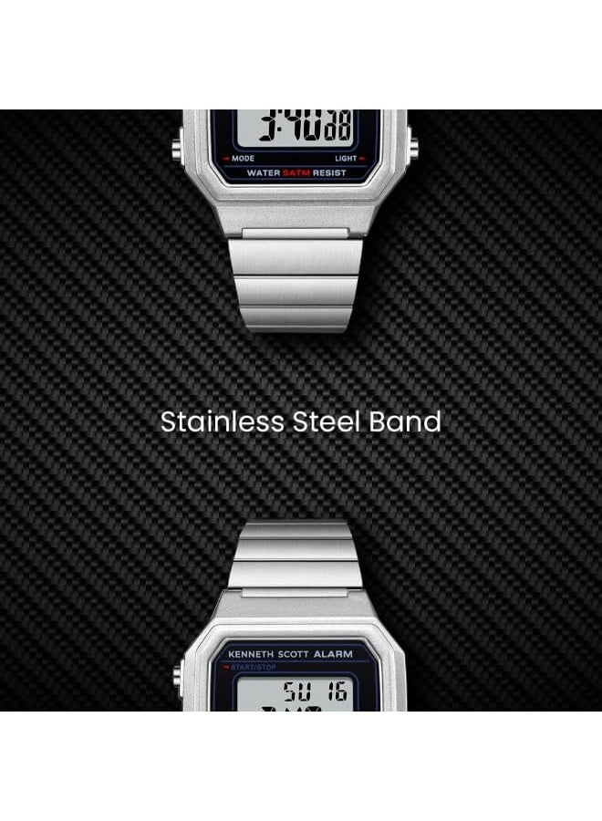 كينيث سكوت ساعة كينيث سكوت نسائية، مينا رقمي وسوار ستانلس ستيل، فضي - Image 5