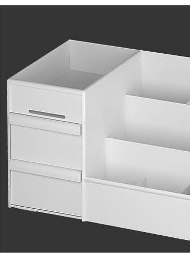 divinezon Makeup Storage For Vanity Desk Cosmetics Organizer With Drawers For Lipsticks Skincare Organizer | Plastic | White - Image 4