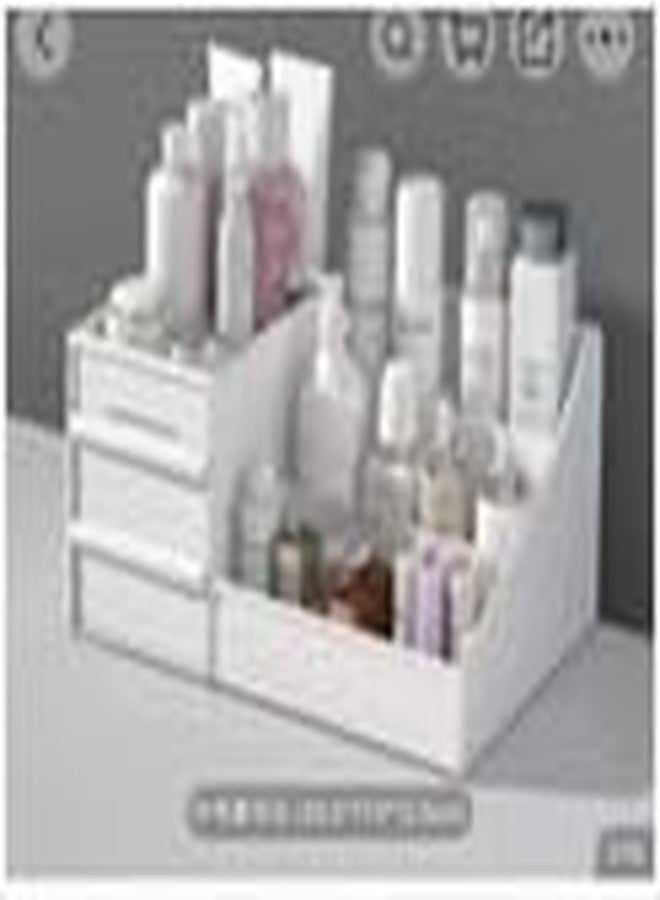 divinezon Makeup Storage For Vanity Desk Cosmetics Organizer With Drawers For Lipsticks Skincare Organizer | Plastic | White - Image 3