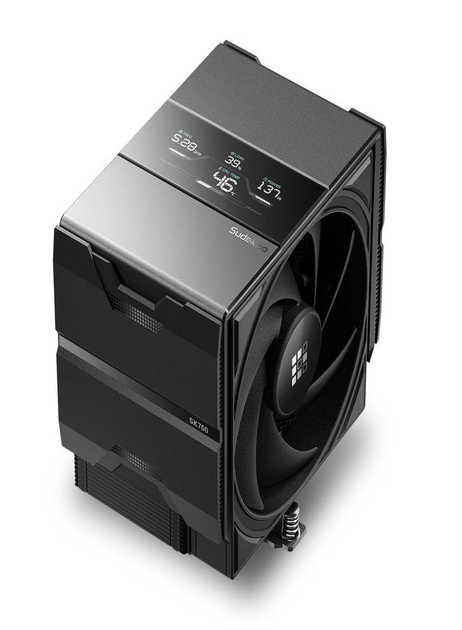 مبرد معالج Sudokoo SK700V AM5، حصري لأجهزة AM5، شاشة رقمية، مبرد هوائي للمعالج بسبعة أنابيب حرارية، تصميم برجي أحادي، مروحة FDB PWM مقاس 120 مم، حرية كاملة لتركيب ذاكرة الوصول العشوائي (RAM)، حامل قفل L-Rail، ضمان 5 سنوات، أسود - Image 1