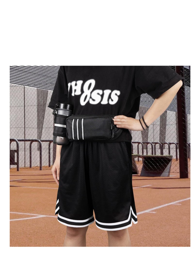 SOLARAE Portable Fanny Pack - Lightweight Travel Essentials Waist Belt with 3 Zippers for Men & Women, Ideal Crossbody Bag for Travel, Workouts, and Sports (Black) - Image 2