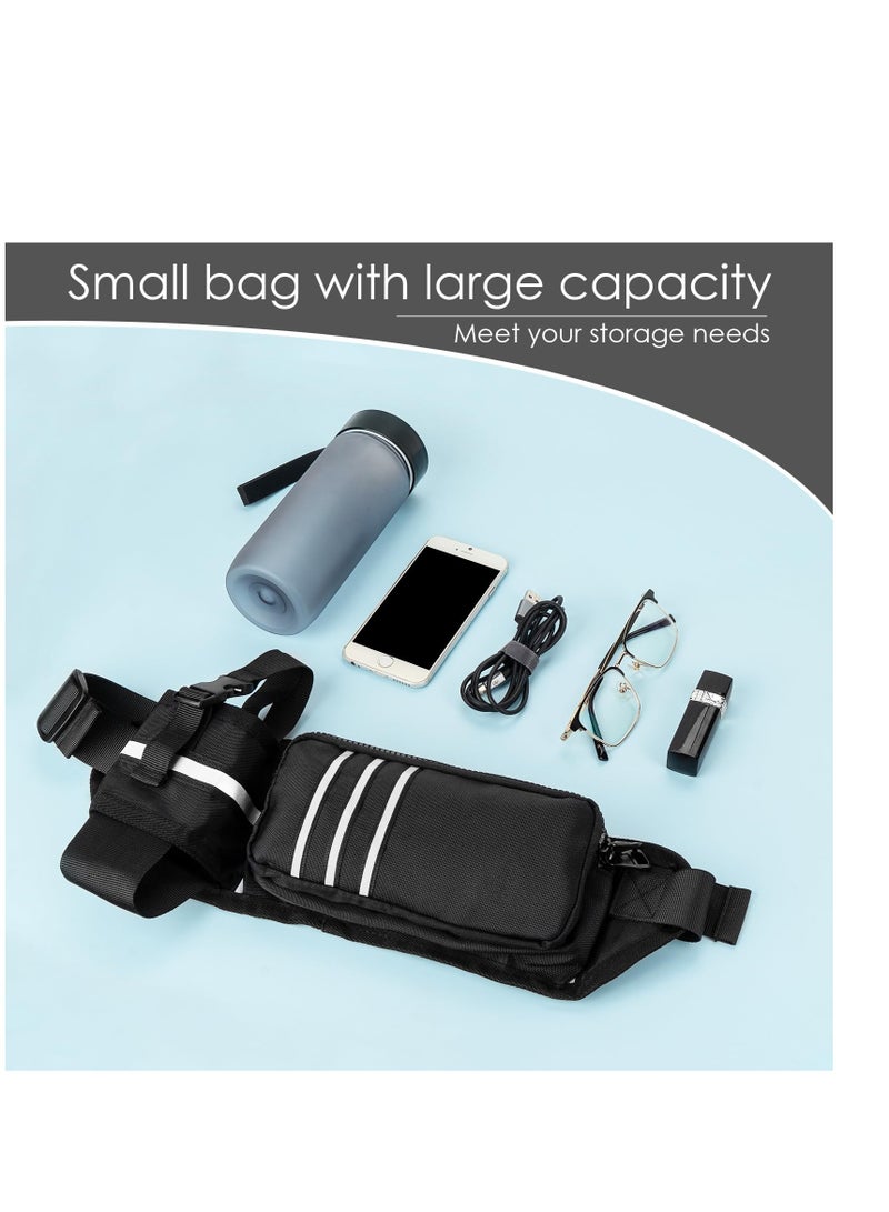 SOLARAE Portable Fanny Pack - Lightweight Travel Essentials Waist Belt with 3 Zippers for Men & Women, Ideal Crossbody Bag for Travel, Workouts, and Sports (Black) - Image 5