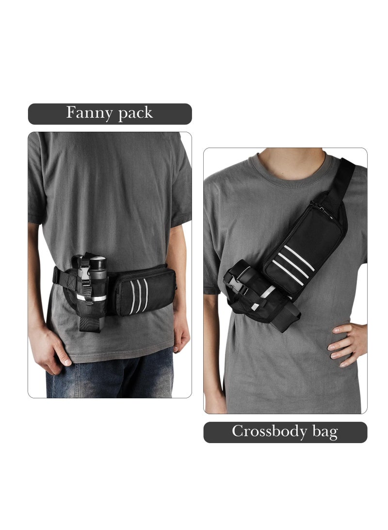 SOLARAE Portable Fanny Pack - Lightweight Travel Essentials Waist Belt with 3 Zippers for Men & Women, Ideal Crossbody Bag for Travel, Workouts, and Sports (Black) - Image 3