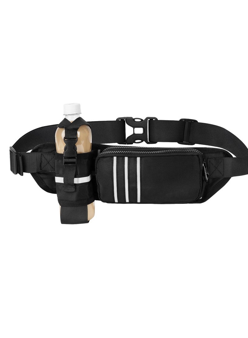 SOLARAE Portable Fanny Pack - Lightweight Travel Essentials Waist Belt with 3 Zippers for Men & Women, Ideal Crossbody Bag for Travel, Workouts, and Sports (Black) - Image 1