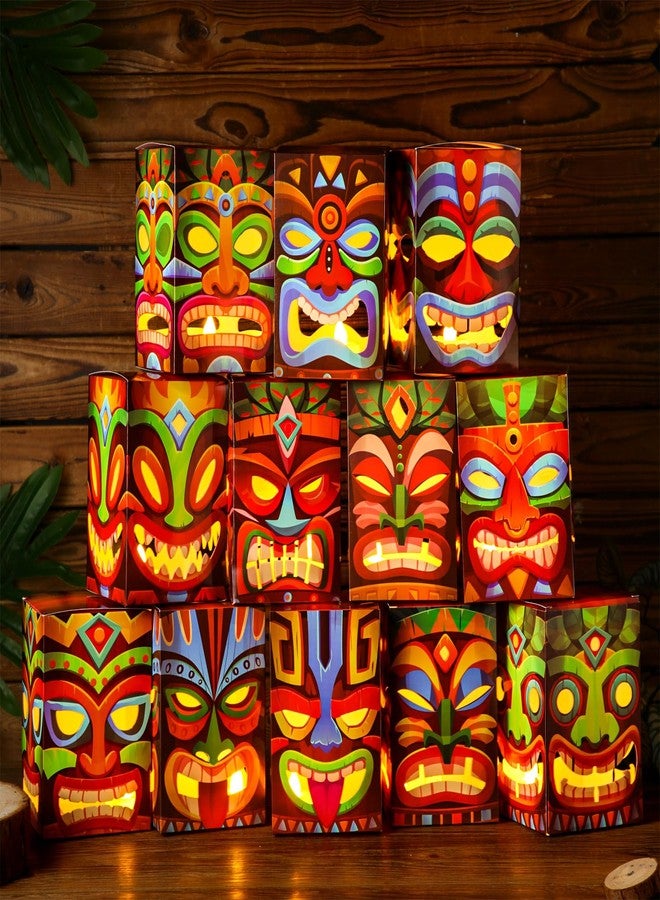 Baquler 24 Pcs Hawaiian Luau Party Decoration Tiki Totem Box Decor with Light Tropical Aloha Luau Decor Tiki Lighted Gift Boxes for Hawaiian Tropical Tiki Party Outdoor Indoor Supplies - Image 1
