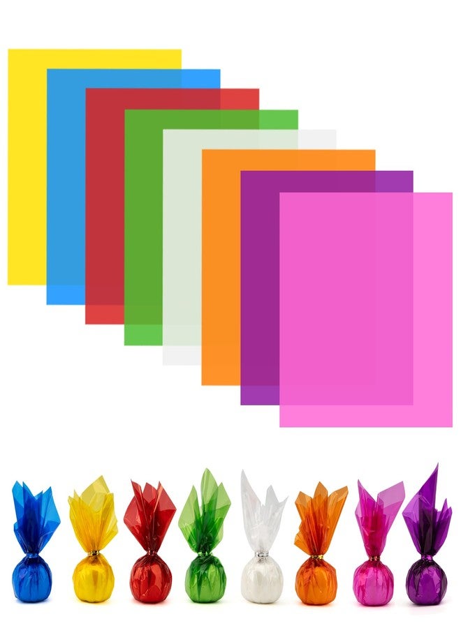 eowqeiur 128 PCS Colored Cellophane Wrap Paper(7.48x7.48 Inch) Treat Candy Small Gifts Wrapping Baskets Colorful Plastic Sheets for Crafts Transparent Clear Clings Birthday Baby Shower Holiday Party Decor - Image 1