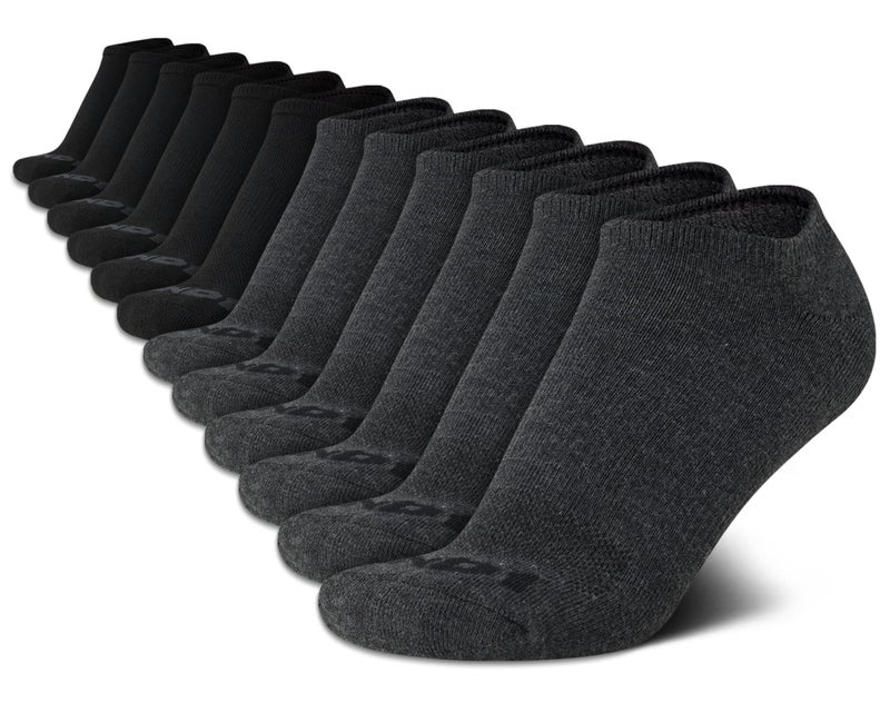 AND1 Mens No Show Socks - 12 Pack Performance Stretch Athletic Compression Socks for Men - Sports Low Cut Socks (6-12.5), Size 6-12.5, Grey/Black - Image 1