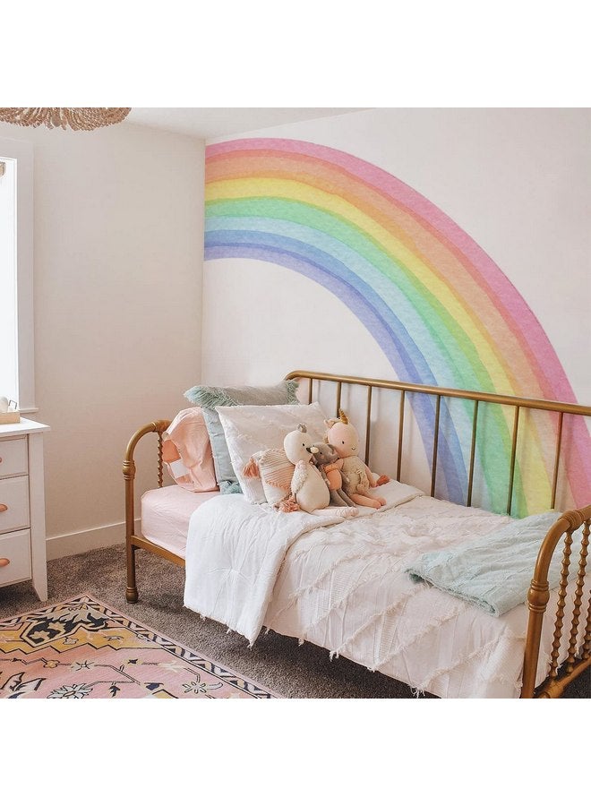 funlife Vinyl Large Rainbow Wall Mural Stickers Peel and Stick, Precut Giant Vibrant Half Watercolor Rainbow Wall Decals for Girls Bedroom Kids Nursery Room Playroom, 78.74" x 70.87" - Image 5