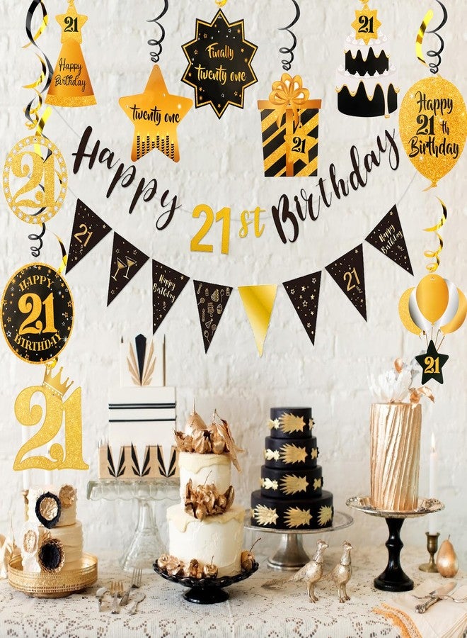 FASOTY 21st Birthday Decorations Kit Black Gold Pre Strung Happy 21st Birthday Decorations For Men Women 21 Year Old Party Supplies - Image 5