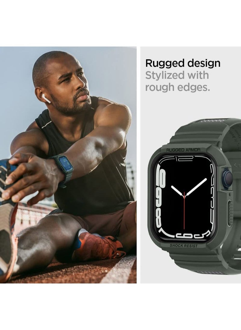 Spigen - Rugged Armor Pro Apple Watch Band with Case for Series 8 /7 (41mm) and Series 6/SE/5/4 (40mm) - Military Green - Image 1