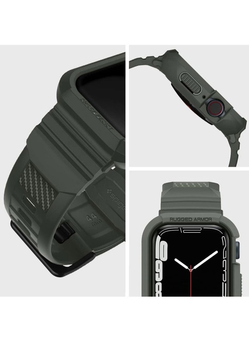 Spigen - Rugged Armor Pro Apple Watch Band with Case for Series 8 /7 (41mm) and Series 6/SE/5/4 (40mm) - Military Green - Image 1