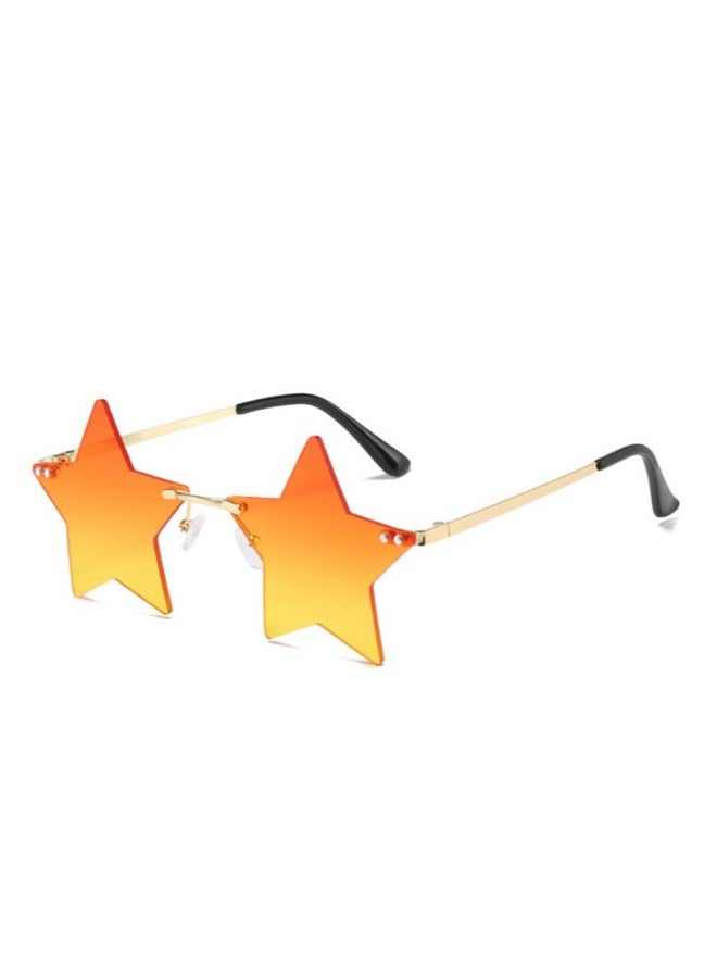 ENTHYI Rimless Star Shape Sunglasses Personality Sun Glasses For Womenmen Party Glasses Personality Pentagram Eyewears (Orange) - Image 1