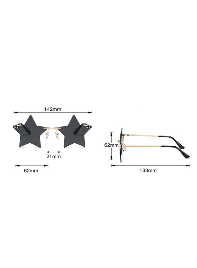 ENTHYI Rimless Star Shape Sunglasses Personality Sun Glasses For Womenmen Party Glasses Personality Pentagram Eyewears (Orange) - Image 2