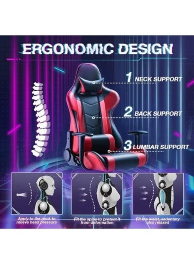 Ergonomic Racing Style Gaming Chair with Adjustable Height, High Back Design, Headrest and Lumbar Support for Computer, Office and Home Use - Image 4