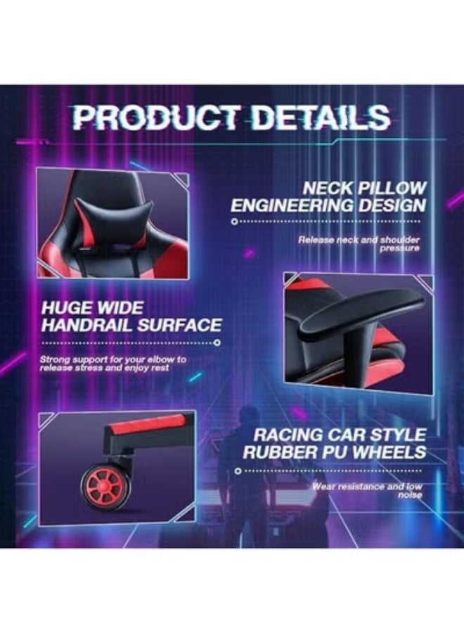Ergonomic Racing Style Gaming Chair with Adjustable Height, High Back Design, Headrest and Lumbar Support for Computer, Office and Home Use - Image 5