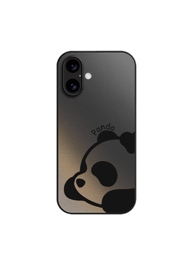 Zitai Apple 16 Phone Case Iphone 16 Pro Sheepskin Texture Protective Cover Sticker Skin Painted Full Package Anti-Fall Creative Personality Soft Shell [Advanced Leather Panda] - Image 5