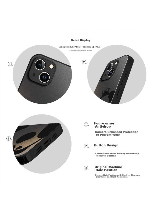 Zitai Apple 16 Phone Case Iphone 16 Pro Sheepskin Texture Protective Cover Sticker Skin Painted Full Package Anti-Fall Creative Personality Soft Shell [Advanced Leather Panda] - Image 3