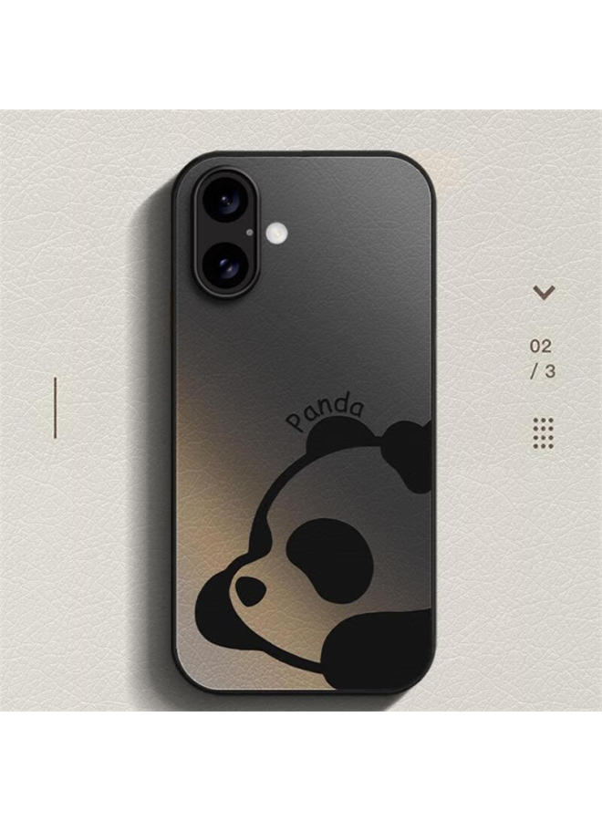Zitai Apple 16 Phone Case Iphone 16 Pro Sheepskin Texture Protective Cover Sticker Skin Painted Full Package Anti-Fall Creative Personality Soft Shell [Advanced Leather Panda] - Image 2