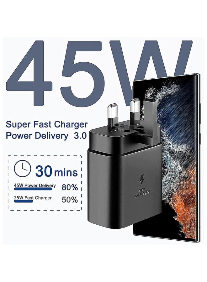 PROMASS 45W Fast Charger for Samsung Galaxy S23, S23+, S22, S22Ultra, S22+, S21, S20, A32, A33, A53, A73, USB C Super Fast Charger Plug with 1 m Type C Charging Cable - Image 2