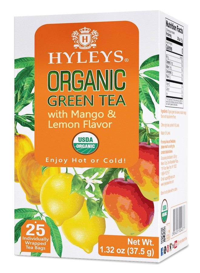 Hyleys Organic Green Tea Mango and Lemon Flavor - 25 Tea Bags - (6 Pack - 150 Tea Bags Total) - Image 2