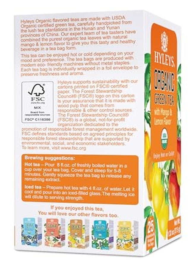 Hyleys Organic Green Tea Mango and Lemon Flavor - 25 Tea Bags - (6 Pack - 150 Tea Bags Total) - Image 4