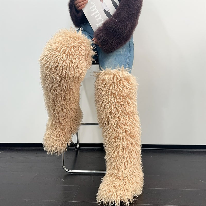 72Cm Ultra-High Imitation Shearling Snow Boots Thigh-High Over-The-Knee Boots Style Thigh High Boots - Image 5