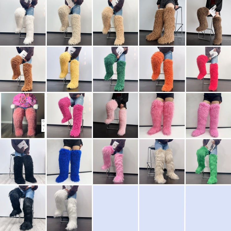 72Cm Ultra-High Imitation Shearling Snow Boots Thigh-High Over-The-Knee Boots Style Thigh High Boots - Image 4