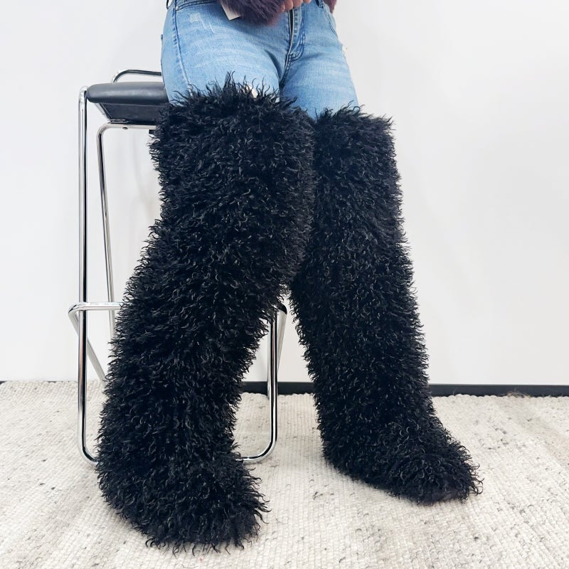 72Cm Ultra-High Imitation Shearling Snow Boots Thigh-High Over-The-Knee Boots Style Thigh High Boots - Image 2