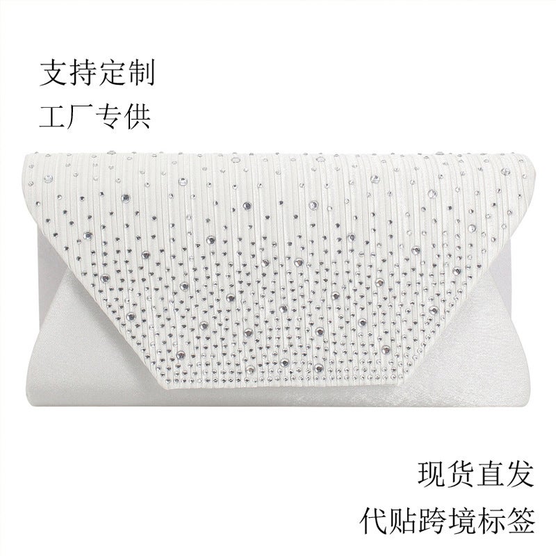 Classic Women'S Clutch Bag, Pure Color Diamond Banquet Bag, Wedding Banquet Dress Cross-Body Bag, Supply - Image 2