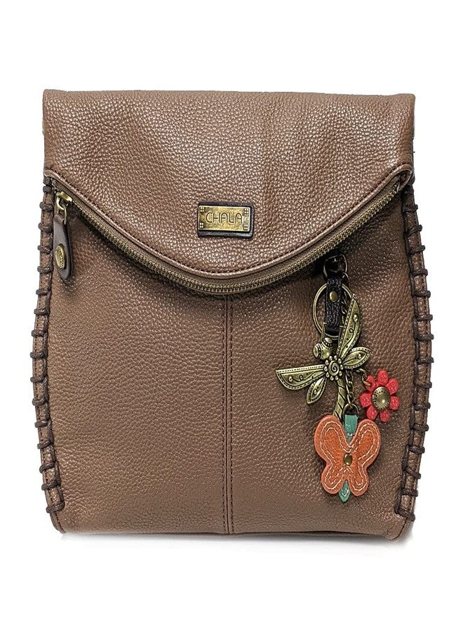 Chala Charming Crossbody Bag Shoulder Handbag With Flap Top and Zipper Dark Brown, Brown_ Dragonfly 3, Large - Image 1