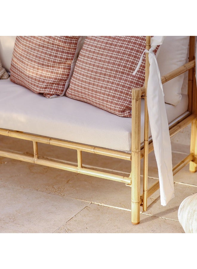 DANUBE HOME أريكة خارجية مزدوجة سيرانة | أثاث حديقة بإطار فولاذي | تصميم حديث لمجموعة الأرائك الخارجية | طاولة وكراسي للجلوس في الحديقة - أبيض/خيزران - Image 5