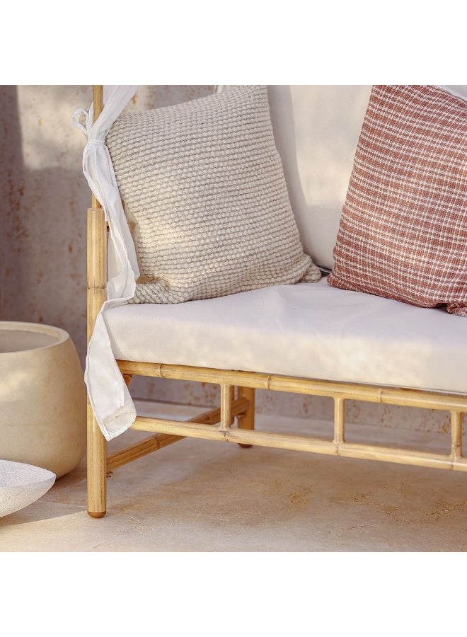 DANUBE HOME أريكة خارجية مزدوجة سيرانة | أثاث حديقة بإطار فولاذي | تصميم حديث لمجموعة الأرائك الخارجية | طاولة وكراسي للجلوس في الحديقة - أبيض/خيزران - Image 3