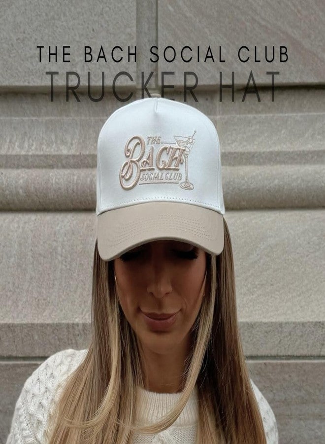 Citrusy Boutique Vintage Trucker Hat | Country Cowboy Cute Preppy Retro Western Trucker Hats | Men Women Trendy Snapback | Tan Red Green Black (Bach Social Club | Taupe) - Image 5