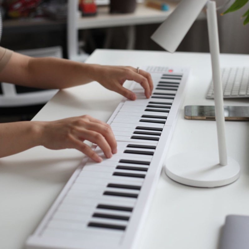 BIGFUN Foldable Electronic Piano: 61-Key White Portable Foldable - Versatile Educational Electronic Piano Keyboard for Home School Travel Beginners Advanced Players - Image 2