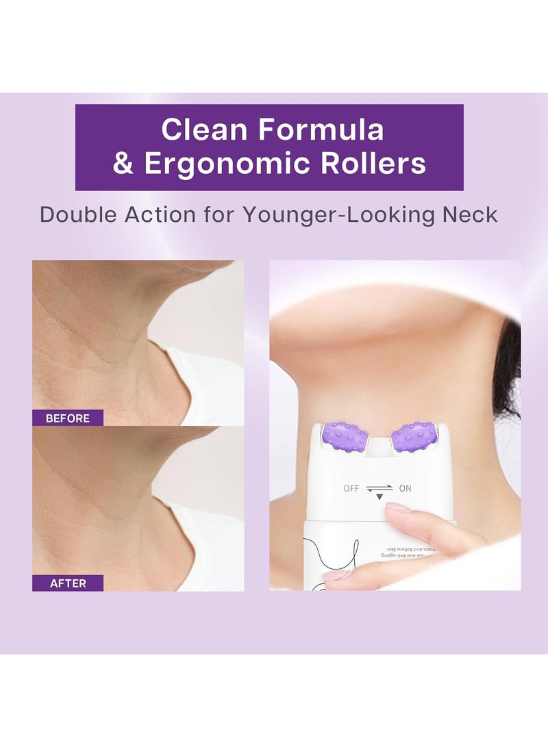 SADOER Gua Sha Neck Cream, Firming Cream for Neck & Jawline Lifting with Double Massage Rollers, Décolleté Moisturizer for Fine Lines, Elasticity and Hydration, 3.8 oz - Image 5