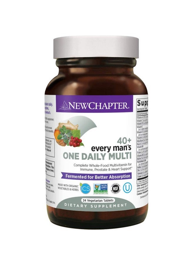 New Chapter Men's Multivitamin, Every Man's One Daily 40+, Fermented with Probiotics + Saw Palmetto + B Vitamins + Vitamin D3 + Organic Non-GMO Ingredients - 24 Count - Image 1
