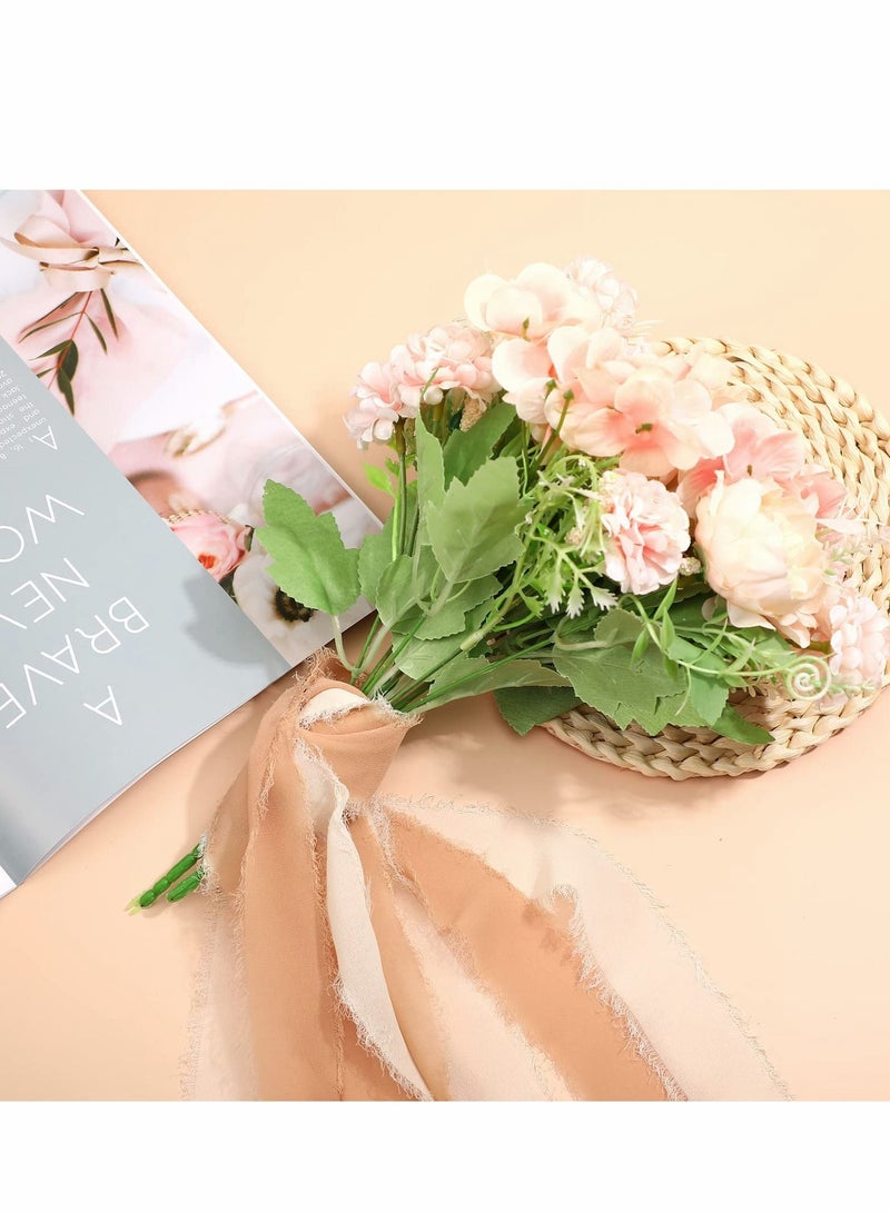 Excefore Handmade Fringe Chiffon Ribbon, 6 Rolls 3.8cm x 5 Yard(4.5m) Silk-Like Ribbon Colorful Rustic Set for Wedding Invitations, Bridal Bouquets, Gifts Wrapping, DIY Crafts(Nude Set) - Image 3