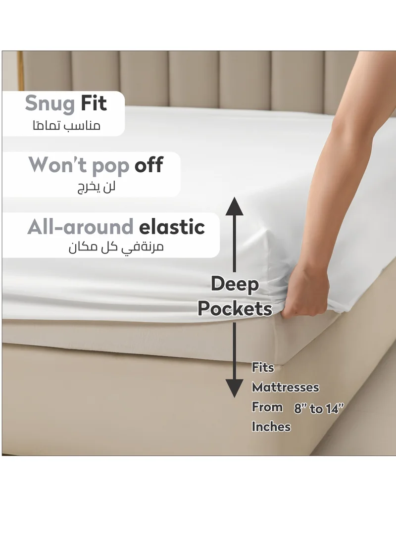 Donetella Bedding Fitted Sheet - Fits 200x200 Cm For Super King Bed - 3 Pcs (1 Fitted Sheet and 2 Pillowcases) - 35 Cm Deep Pocket - Solid Bed Sheet